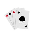 Set of four aces playing cards isolated on white background. Royalty Free Stock Photo