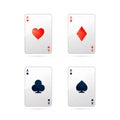 Set of four aces playing cards on white Royalty Free Stock Photo