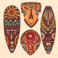Set of four African masks
