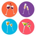 Set of four alcohol flat icons Royalty Free Stock Photo