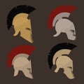 Set of four antique helmets, vector illustration