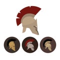 Set of four antique helmets, vector illustration