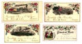 Set of four Antique merit certificates Royalty Free Stock Photo