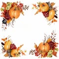 a set of four autumn leaves and pumpkins on a white background Royalty Free Stock Photo