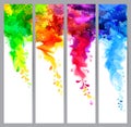 Set of four banners, abstract headers with colored blots. Bright spots and blur.