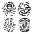 Set of four baseball vector black vintage emblems Royalty Free Stock Photo