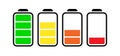 Set of four battery icons with different level of energy. Vector illustaration Royalty Free Stock Photo