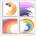 Set of four beautiful abstract backgrounds. Abstract flash light circles.