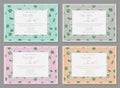 Set of four beautiful invitation with a rectangular frame with c Royalty Free Stock Photo