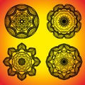 Set with four beautiful Mandalas. Vector ornaments, round decorative elements for your design Royalty Free Stock Photo