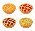 Set of four berry crumble pies. Vector illustration. Royalty Free Stock Photo