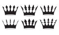 Set of four black crowns for heraldry design on white background