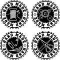 Set of four black rubber stamp solid style Hand made labels