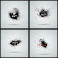 Set of four black vector grunge banners. Ink stains Royalty Free Stock Photo