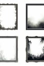 a set of four black and white frames with smoke in them Royalty Free Stock Photo