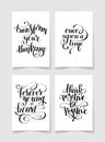 Set of four black and white handwritten lettering positive quote