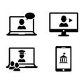 Online education and communication icons Royalty Free Stock Photo