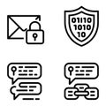Cybersecurity Communication Four Black White Representing Concepts Royalty Free Stock Photo