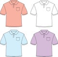 Set of Four Blank Polo Shirts with Pockets