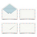 Set of four blank white envelopes on white