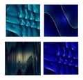 Set of four blue backgrounds 3D rendering Royalty Free Stock Photo