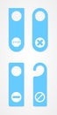 Set: four blue door hangers. Vector illustration, flat design Royalty Free Stock Photo
