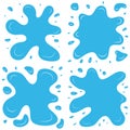 Set of four blue splashes on a white background