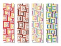 Set of four bookmarks with colorful squares vector