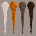 Set of four braids of different hair colors Royalty Free Stock Photo