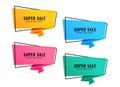 Set of four bright colorful origami sale banners