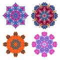 Set of four bright mandalas