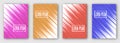 Set of four brochures, posters, flyers. Pink orange red blue stripes diagonally. For your design. Royalty Free Stock Photo