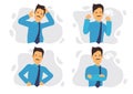 Set of four Businessman in blue suite showing different gestures character