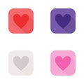 A set of four buttons stickers with a picture of the heart.