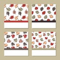 Set of four cards with autumn theme