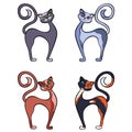 Set of four cats
