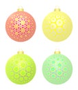 Set Of Four Christmas Balls With Stars Royalty Free Stock Photo