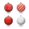 Set of four christmas balls on a white background with shadows. Royalty Free Stock Photo