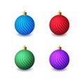 A set of four Christmas balls on a white background. Royalty Free Stock Photo