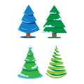 A set of four fir-trees of different shapes. Vector illustration. Royalty Free Stock Photo