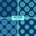 Set of four Christmas seamless snowflakes patterns Royalty Free Stock Photo