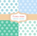 Set of four Christmas seamless vector patterns with snowflakes. Royalty Free Stock Photo