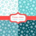 Set of four Christmas seamless vector patterns with snowflakes. Royalty Free Stock Photo