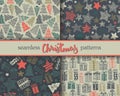 Set of four Christmas vector seamless patterns Royalty Free Stock Photo