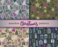 Set of four Christmas vector seamless patterns Royalty Free Stock Photo