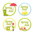 Set of four circular Spring Sale labels