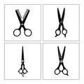 Black and white four scissors silhouette design Royalty Free Stock Photo