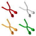 Set of four color plastic snowball making tools for a child`s game of snowballs, vector illustration