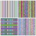 Set of four colorful abstract striped seamless patterns. Royalty Free Stock Photo