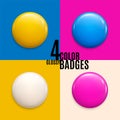 Set of four colorful glossy badges or buttons. Royalty Free Stock Photo